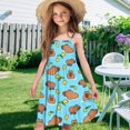 thumbnail image 4 of Uourmeti Girls Sleeveless Dress 11-12y Spaghetti Strap Sundress Capybara Love Tiered Dress for Summer Girls Swing Midi Tank Dress Kids Cute Capybara Clothes, 4 of 7
