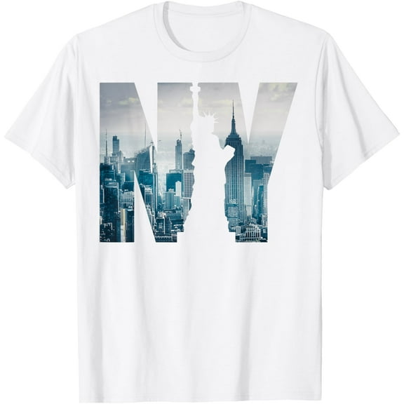 New York City Skyline New York Illustration Graphic T-ShirtMen's and women's pure cotton short-sleeved shirts