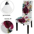 thumbnail image 5 of Chair Cover 4 Pack Water Floral Bouquet Burgundy Red Navy Blue Roses Peonies Leaves Kitchen Chair Slipcovers Classy Decor for Home and Banquet, 5 of 5