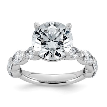 14K White Gold 5 1/2ct Certified Rd Ctr Lab Grown Diamond VS+ F+ w/ Oval Sides Comp. Eng.
