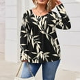thumbnail image 3 of New trending & for spring GaThRRgYP Sweatshirts for Women Long Sleeve Shirts,Women's Fashion Printing Casual Round Neck Long Sleeve Button Loose T-shirt Daily Printed Top Black XXL, 3 of 5