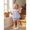thumbnail image 3 of Cenuakty Newborn Baby 3M 6M 12M 18M 24M Girls Independence Day Outfits Adorable Star Print Flying Sleeve Square Neck Tops and Shorts Set, 3 of 9