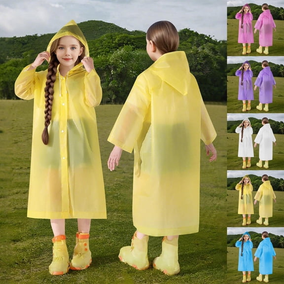 YUANxueke Boys Girls Waterproof Raincoats Casual EVA Hoodie Jackets Button Down Hiking Jackets for 3-14 Years