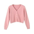 thumbnail image 2 of Women's V Neck Cardigan Sweater Plus Jacket Solid Color Knitted Sweater, 2 of 7