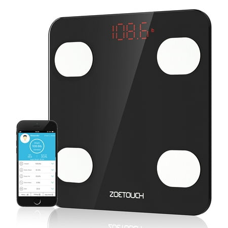 Digital Body Fat Zoetouch Weight Scale Wireless Body Fat Digital Smart Bathroom Weight Scale with IOS and Android APP for Body Weight Body Fat BMI BMR Water Muscle Mass Bone Mass and Visceral Fat ()