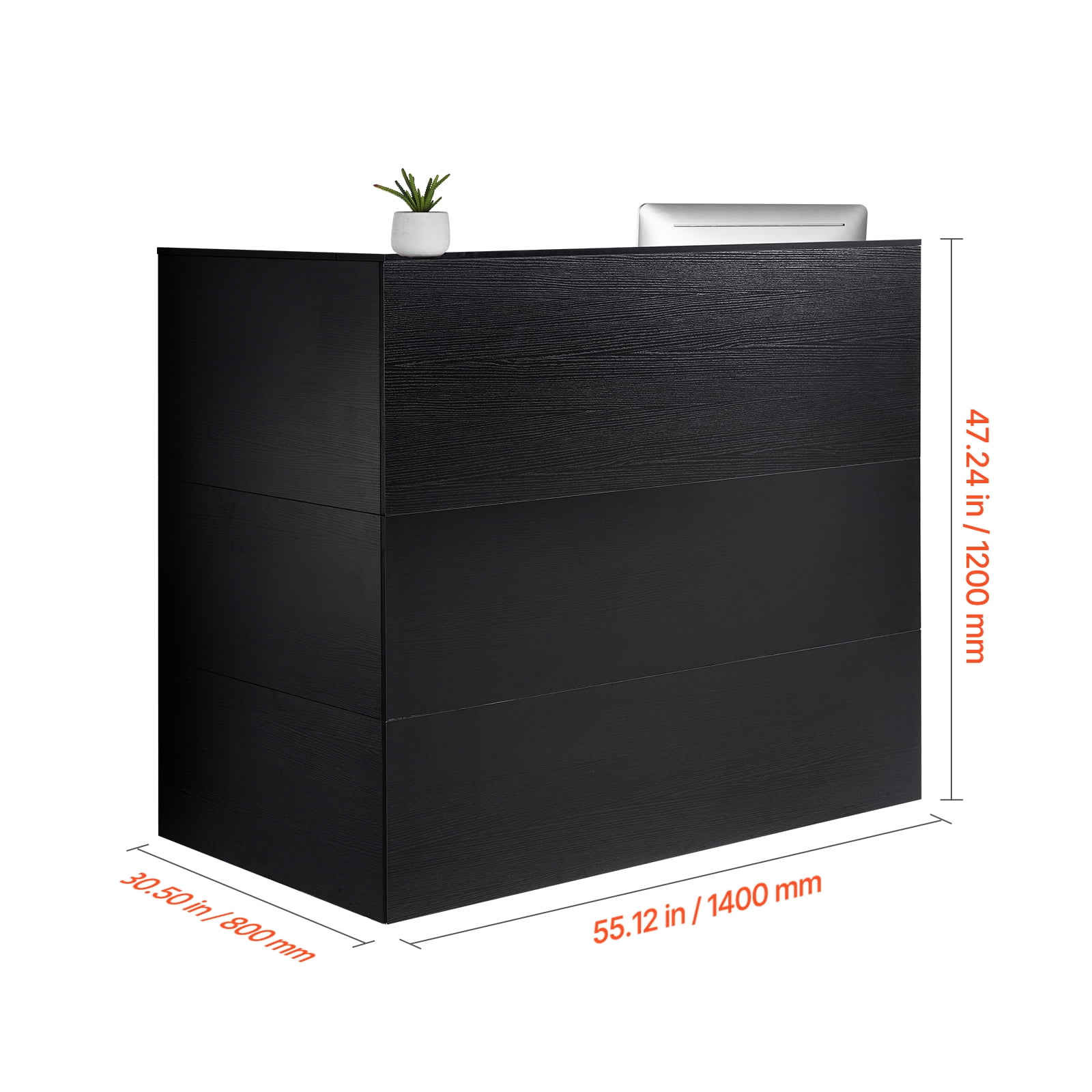 VEVOR Reception Desk, 55Inch L-Shaped Front Counter Table, Office Reception Counter with Drawer Keyboard Tray and Storage Cabinet, for Checkout, Lobby, Beauty Salon & Office, Black