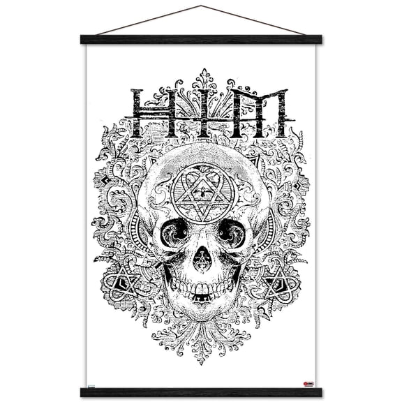 HIM - Skull Flourish Wall Poster with Magnetic Frame, 22.375" x 34"