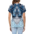 thumbnail image 4 of GaThRRgYP Short Sleeve Casual Blouse - Women's Summer Tops,Women's Fashion Summer Casual Printed V-neck Button Up Short Seeved Blouses Top Navy XL, 4 of 5