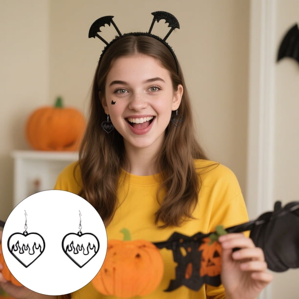 Decoraciones de Halloween, adornos de Halloween, regalos de Halloween, pendientes de acrílico de Halloween, colgantes negros, pendientes de mujer, felicidad, Halloween, ropa festiva, joyas, pendientes