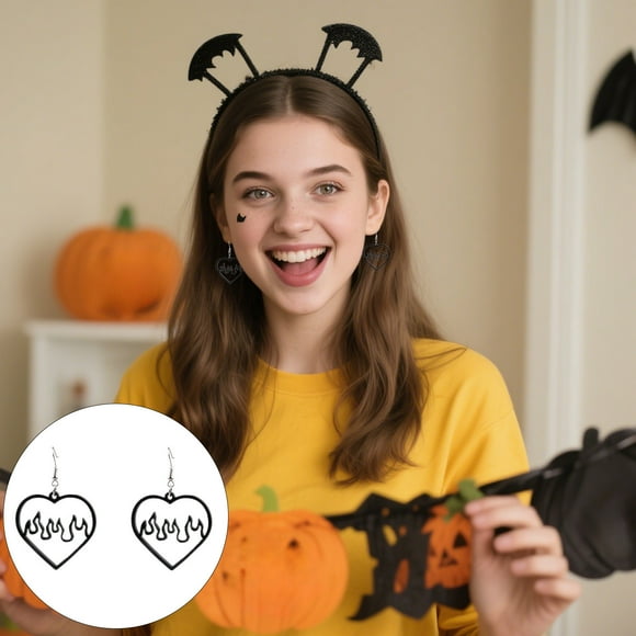 Pendientes de Halloween Colgantes Negros de Acrílico para Mujeres | Joyería de Fantasía Ligera | Accesorios de declaración de bruja gótica | 1 Par | 2.76x2.76in | Regalo de vacaciones de otoño
