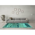 thumbnail image 3 of Ahgly Company Machine Washable Indoor Round Oriental Turquoise Blue Industrial Area Rugs, 5' Round, 3 of 4
