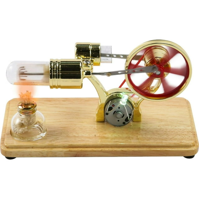 Stirling Engine Motor Kit Steam Heat Electricity Power Generator with LED Light Educational Hot Air Stirling Engine Motor Model Learning Science Experiment Toys for Kids Students