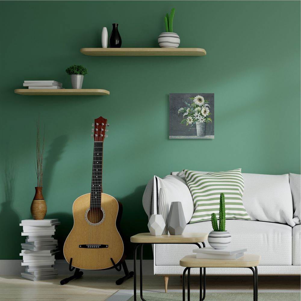 Stupell Industries Sunflower And Flowers Green Blue Painting Canvas Wall Art by Julia Purinton