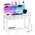 thumbnail image 1 of Small Desk with Pegboard &amp; Drawers  Gaming Desk with Adjustable LED Light  Home Office Desks for Small Bedroom  Adjustable Monitor Rise Stand and Charging Station  Fabric Drawers, 1 of 6