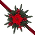 thumbnail image 2 of Bcylexb Christmas Star Poinsettia Wreaths for Window, 14.6“ Floral Curtain Tieback with Pine Needles Hanging Wreaths for Front Door Wall Home Party Decor, 2 of 7