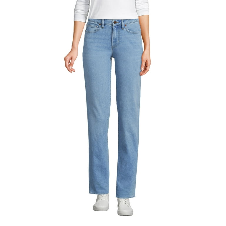 Lands End Women s Tall Recover Mid Rise Boyfriend Blue Jeans