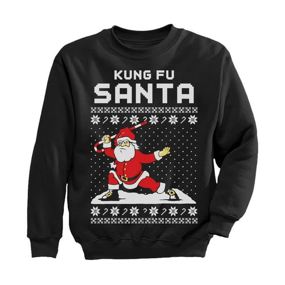 Tstars Boys Unisex Ugly Christmas Sweatshirt Gift for the Holidays Kung Fu Santa Kids Christmas Gift Funny Humor Holiday Shirts Xmas Party Christmas Gifts for Boy Youth Kids Sweatshirt
