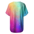 thumbnail image 5 of Womens Fashion Plus Size Gradient Color V-Neck Short Sleeve T-shirt Tops Blouse Tall Women's Shirts Turtle Tees, 5 of 6