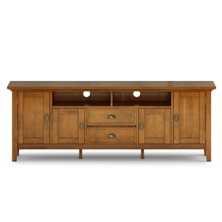 Simpli Home - Redmond SOLID WOOD 72 inch Wide Transitional TV Media Stand in Light Golden Brown For TVs up to 80 inches - Light Golden Brown