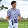 thumbnail image 3 of Balery Blue And White Flowers Camisa Polo de Hombre con Estampado, de Manga Corta y Tejido Medio, Camisa Tipo Golf Polo-Medium, 3 of 6