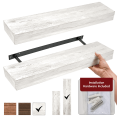 thumbnail image 2 of American Art Decor Rustic Whitewashed Wood Floating Wall Shelf Vintage Farmhouse Decor - Large, 2 of 9
