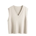 thumbnail image 6 of Chuancc Fashion Clothing V Neck Sleeveless Solid Color Loose Pullover Sweater Lightweight Sweater V Neck Sweater Vest Knitted Vest Womens Tops Summer Sweater Vest Sweater for Women Beige L, 6 of 6