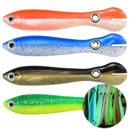 4Pcs Fishing Lures Luminous Simulation Loach Soft Bait Two Color Bionic Swimming Lures Fishing Bait Bass Swimbait for Saltwater Freshwater