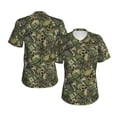 thumbnail image 3 of Yiaed Green Skulls Print Women's T Shirt V-Neck Short Sleeve Shirt Casual Breathable Tee Summer Tops-Small, 3 of 5