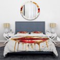 thumbnail image 3 of Designart "Golden Red Luxe Lips II" Fashion Bedding Covert Set - Glam Gold Inspirational Bed Set With 1 Sham, 3 of 6