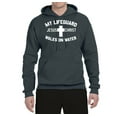 thumbnail image 2 of My Lifeguard Walks on Water Jesus Christ Bible | Mens Inspirational/Christian Hooded Sweatshirt Graphic Hoodie, Charcoal, Small, 2 of 3