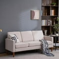 thumbnail image 2 of 71.3" Modular Sofa, Modern Linen Sofa Couch with Solid Wood Legs, Three Seat Without Chaise Concubine, 3-Seater Sofa with Side Pocket, Solid Wood Frame, for Home Living Room Bedroom, Creamy White, 2 of 7