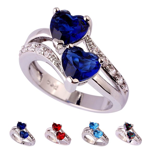 Women's Double Heart-Shaped Ring - Engagement and Promise Jewelry for Valentine's, Anniversary and Mother's Day