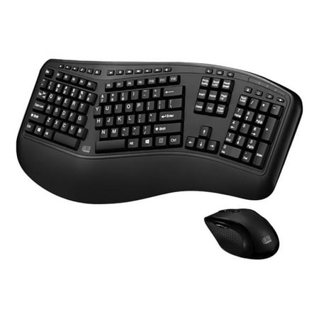 Adesso 2.4GHZ Ergonomic Wireless Keyboard and Laser Mouse