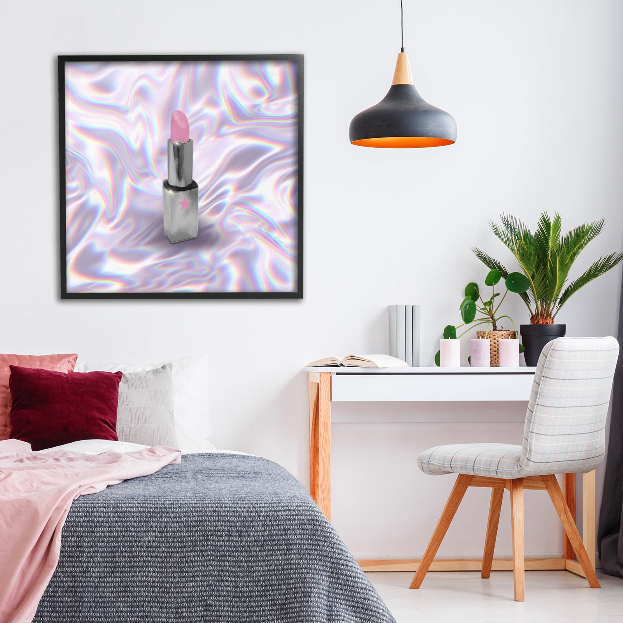 Stupell Industries Iridescent Icon Lipstick Black Framed Giclee Art, design by Matthew Piotrowicz
