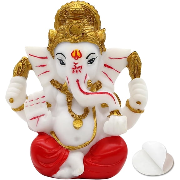 Ganesha Statue for Car Dashboard – 3.5" H Polystone Hindu God Lord Ganpati Murti Idol for Pooja Mandir Temple Altar Puja Decor Diwali Housewarming Wedding Spiritual Gifts for Indians