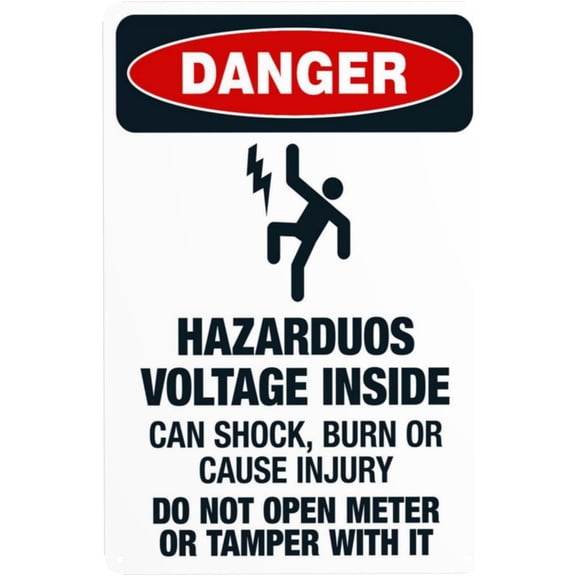 Hazardous Voltage Inside Can Shock, Burn Or Cause Injury Warning Sign, Security Safety Metal Signs, Vintage Caution Poster Wall Decor for Business Office Home Street Road Use 8 x 12 Inch