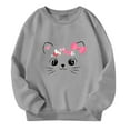 thumbnail image 2 of SonxaHe Big Girl' Sweatshirt Cat Printed Long Sleeve Oversized Outerwear Autumn and Winter Sweatshirt Gray,Sized 9-10, 2 of 5