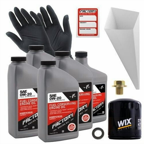 Factory Racing Parts Oil Change Kit Compatible with Ford Fusion Hybrid 2.0L 2013-2020, SSV Plug-In Hybrid 2.0L 2019-2020 0W-20 Full Synthetic Oil - 4.5 Quarts