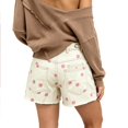 thumbnail image 2 of Women’s High Waisted Polka Dot Denim Shorts with Rope Drawstring, Frayed Hem Jean Shorts with Pockets, 2 of 8