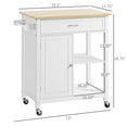 thumbnail image 3 of HOMCOM Kitchen Island Cart, Rolling Kitchen Island with Storage, Solid Wood Top, Drawer, for Dining Room, White, 3 of 8