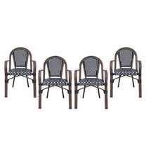 GDF Studio Symonds Outdoor French Bistro Chairs, Set of 4, Black, White, and Brown Wood