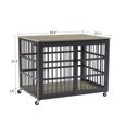 thumbnail image 5 of Fulvari Indoor Dog Kennel Dog Crates With Wheels Iron Frame And Tube Modern Furniture Style Dog Cage For Indoor 110.24"x73.82"x73.62", 5 of 9