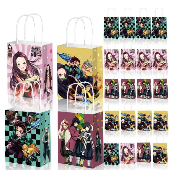 Demon Slayer Party Favor Bags, Demon Slayer Birthday Favor Bags Set - 24 Pcs Demon Slayer Candy Bags, Demon Slayer Themed Birthday Party Decoration Supplies
