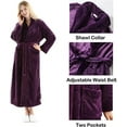 thumbnail image 4 of Oksun long robes for women Full Length Fleece Plush Bathrobe with Waist Belt Purple L, 4 of 7