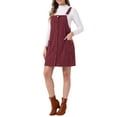 thumbnail image 4 of INSPIRE CHIC Women's Corduroy Dress Adjustable Straps Button Down Pinafore Overall Dress with Pockets L 1, 4 of 6