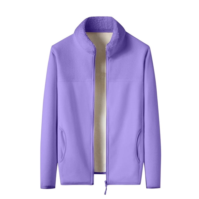 ameIAEA Men Fall Winter Jackets Zip Zip Long Sleeve Sherpa Coat Solid Color Outerwear with Pockets