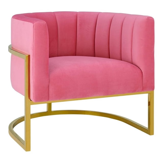 TOV Furniture Magnolia Chaise Transitionnelle en Velours 16,5 Pouces Rose/or