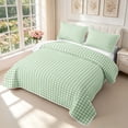 thumbnail image 3 of Manfei Minimalism Check Quilt King,Classic Plaid King Coverlet Set,Green,3pcs,1 Bedspread and 2 Pillowcases, 3 of 7