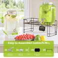 thumbnail image 2 of Beverage Dispenser, 2 Pack 1 Gallon Drink Dispensers for Parties, with Leakproof Stainless Steel Spigot, Stand, Infuser, for Christmas, BBQ, Picnic, Lemonade, Cocktails, 2 of 5