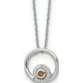 thumbnail image 1 of Sterling Silver Rh Plated White Ice .05Ct. Diamond & Citrine W/2In Ext Neck (Width 1.25) (Length 18) - Jbsp, 1 of 5